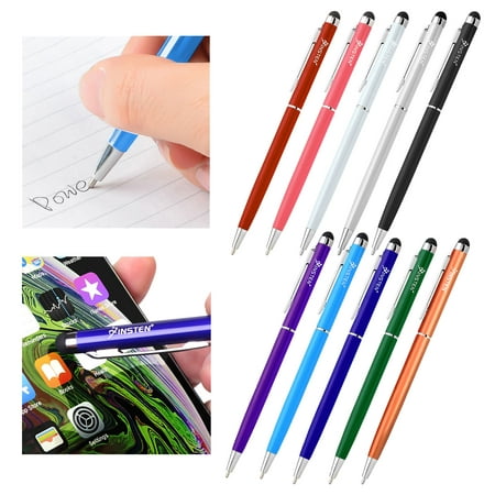 Insten 10pcs 2-in-1 Stylus Pens for Tablets Touch Screen with Ball Pen For iPad iPhone XS XS Max XR 7 6 Plus Samsung Galaxy S10 Plus S10e Tab E View Ematic HIGHQ Sprout Channel Dragon Touch