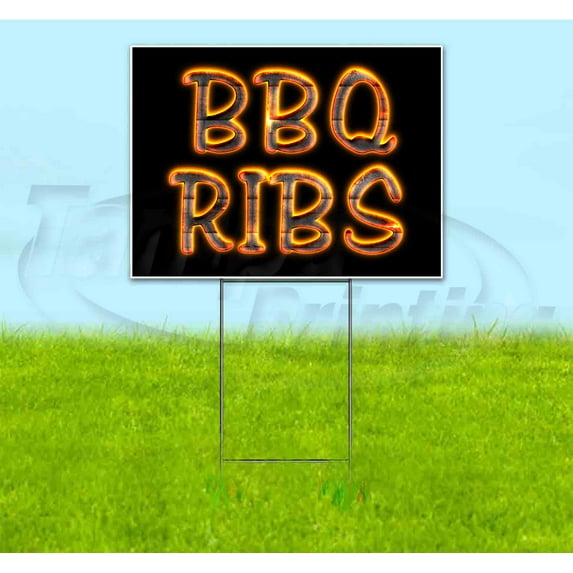 Bbq Ribs (18" x 24") Yard Sign, Includes Metal Step Stake