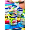 thumbnail image 7 of Set of 6 Hand-Blown Tumbler (10 oz) Glasses from Mexico with Cobalt Blue Rim - Rustic & Handcrafted Recycled Bubble Glass Drinking Glassware, 7 of 7