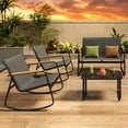 thumbnail image 2 of Asofer 4-Piece Patio Furniture Set, Textilene Outdoor Bistro Set with 2 Rocking Chair for Lawn, Garden, Poolside (Black), 2 of 11
