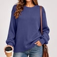thumbnail image 4 of Yeaiivve Womens Long Sleeve Ribbed Knit Blouse Crew Neck Button Shoulder Pullover Sweaters Dressy Business Work Knitted Shirts 2026 Fall Fashion Clothes M Purple, 4 of 8