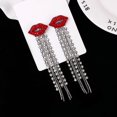 thumbnail image 2 of Aretes de borlas de diamantes de imitación con labios rojos brillantes, joyería para mujer, 2 of 4