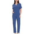 thumbnail image 6 of WRKEKC Scrubs for Women 2 Piece Sets for Women Solid Color Short Sleeve V-Neck Top with Pockets and Pants Set for Medical Workwear Fall Outfits, 6 of 8