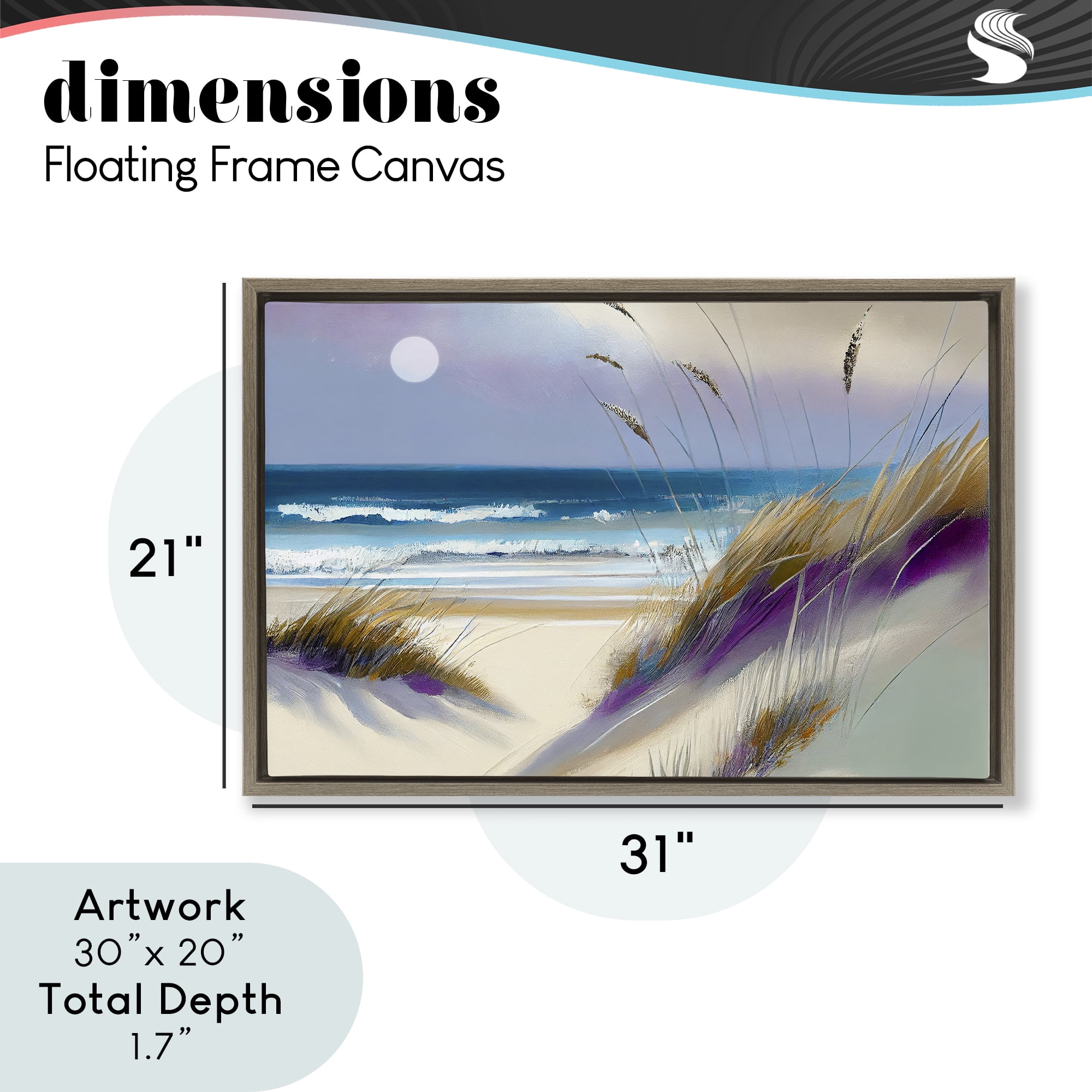 Beach Dunes Serenity Brown Framed Floater Canvas Wall Art, design by Sasha