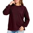 thumbnail image 4 of Early Spring Fashion Solid Color Crew-Neck Casual Long-Sleeved Pullover Hoodie Long Sleeve Shirts Fall Fashion Basic Thermal Underwear Tops Winter Clothes, 4 of 9