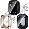 thumbnail image 1 of KOMI 2 Pack 2 in 1 Waterproof Case for Apple Watch Series SE SE2 6 5 4 44mm, Straight Edge PC Front & Back Bumper with Tempered Glass Screen Protector 360 Protective Cover for iWatch 44mm, 1 of 5