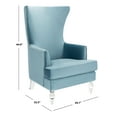thumbnail image 3 of SAFAVIEH Couture Geode Modern Velvet Solid Wingback Chair, Light Blue, 3 of 11