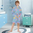 thumbnail image 5 of FORMRS Niños Bathrobe Unisex Hooded Robe Soft Plush Pajamas Sleepwear, Size 7-9T, Blue Cartoon Cat Pattern, 5 of 7