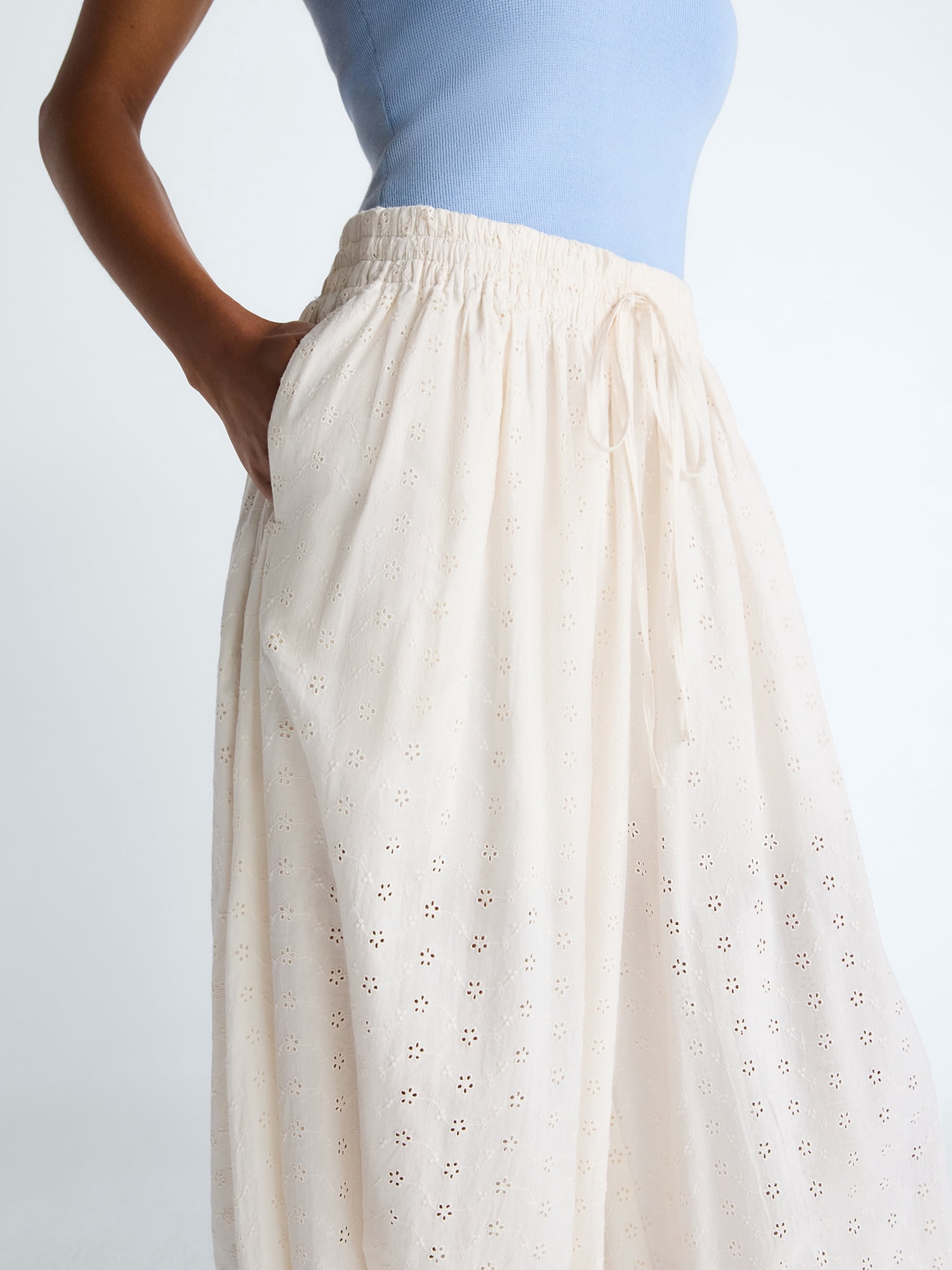 Scoop Women’s and Women's Plus Eyelet Harem Cotton Pants, Sizes XS-4X