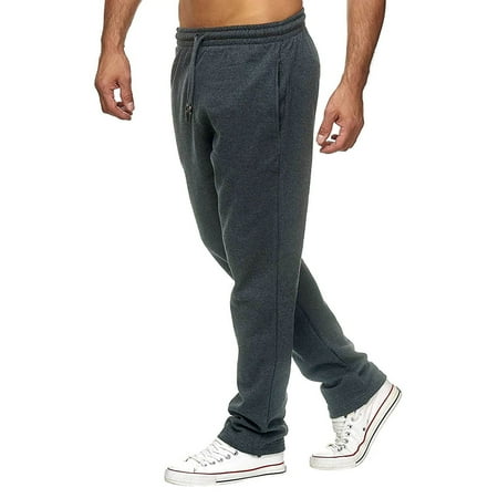 Men?s Drawstring Elastic Waist Pants for Sport Exercise Travel, Solid
