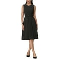 thumbnail image 1 of INSPIRE CHIC Robe Sans Manches pour Femme à Fermeture Éclair, Ceinturée, Coupe Ajustée et Évasée, Robe Midi pour le Travail 2TG Noir, 1 of 6