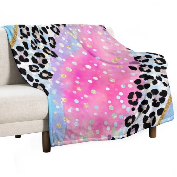 Leopard Print with Glitter And Marble Throw Blanket Warm Microfiber Flannel Bedroom Decor Blankets For Beds