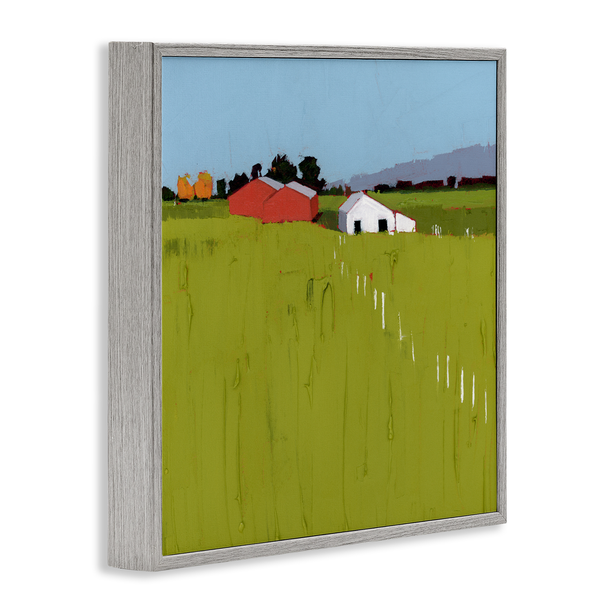 Pastoral Fence Line Gray Framed Giclee Art, design by Ruth LaGue