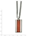 thumbnail image 3 of Stainless Steel Polished Red Wood Inlay Enameled 20in Necklace; 20 inch; for Adults and Teens; for Women and Men, 3 of 3