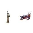thumbnail image 1 of Escultura moderna de una dama tribal africana, figura de toro en resina. Obra de arte colorida de animales Feng Shui. Colección de estatuas para decor, 1 of 8