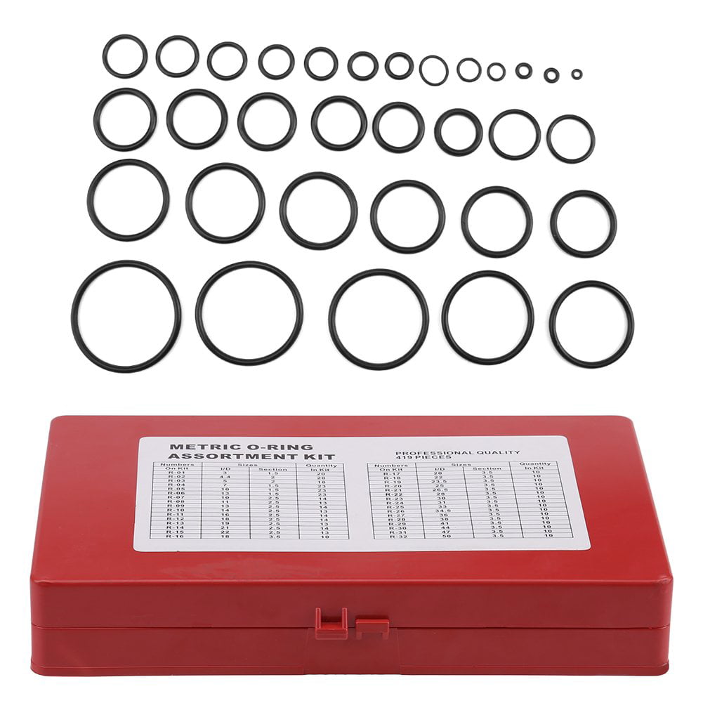 TOPINCN O-ring Assortment Set Seal Gasket Universal Rubber O Ring Kit for Valves Cars Pumps Electrical Equipment 419 Pieces 32 Sizes 