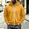 thumbnail image 4 of Qgtaibl Mens Full Zip Sweatshirt Jacket Solid Color Thin Fleece Casual Coat Loose Fit Long Sleeve Fall Hooded Top with Pockets for Daily Wear Gold XXXL, 4 of 5
