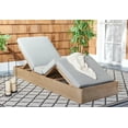 thumbnail image 4 of Safavieh Couture Vincent Collection Wood Adjustable Back and Cushion Outdoor Chaise Lounge Brown, 4 of 17