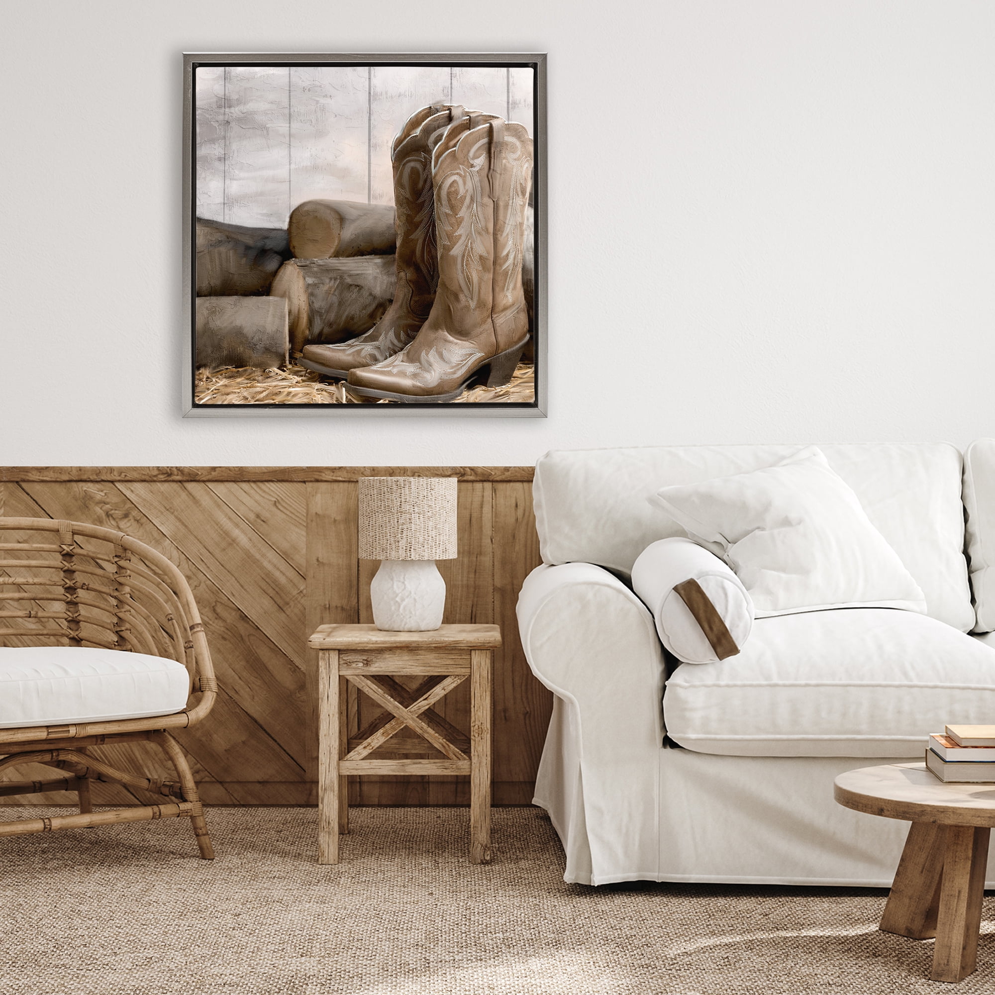 Stupell Industries Kick Off Your Boots Gray Framed Floater Canvas Wall Art, design by Kim Allen