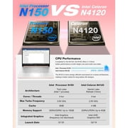 HP 14 Laptop Student Business Computer, Intel N150 Processor, 1-Year Microsoft 365, 16GB RAM, 128GB UFS, 256GB Micro SD Card, Copilot AI, Windows 11 Pro