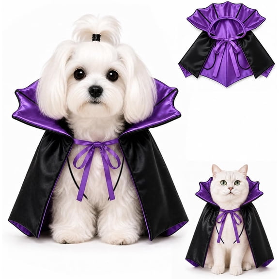 Halloween Cat Vampire Cloak Costume Adjustable Pet Cape Costume Clothes, Halloween Pet Accessories Costumes for Small Cats Dogs Animals Halloween Party pet