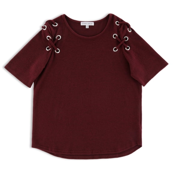 Inner Circle Women's Lace-Up Tunic T-Shirt with Short Sleeves
