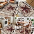 thumbnail image 5 of Texas Star Retro Area Rugs 4'x6', Washable Small Throw Rugs for Office Bathroom, Red Wooden Berry Vintage Indoor Outdoor Rug Non-Slip Low Pile Carpet Runner Reversible Floor Mats, 5 of 8