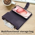 thumbnail image 6 of Allytechgroup Wallet Case for Apple iPhone 14, Multiple Cards Slots Zipper Pocket PU Leather with Stylish Pattern Hand Strap Flip Cover Phone Case for iPhone 14, Darkpurple, 6 of 7