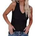 thumbnail image 5 of DeHolifer Womens Crochet Tank Tops Summer Hollow Out Cover Up Sleeveless V-Neck Mesh Knit Beach Vacation Boho Sweater Vest Black M, 5 of 5