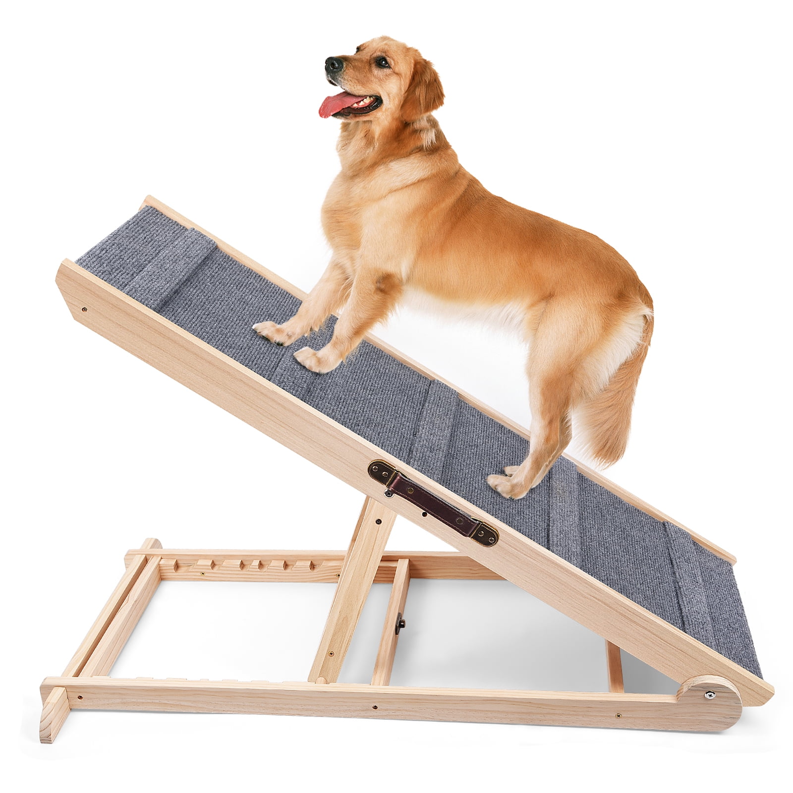 Black Non Slip Free Standing Wide Ramp Support 160 Lbs Large Dogs Folding Portable Dog & Cat Access Perfect for Beds and Cars IN HAND Adjustable Pet Ramp 