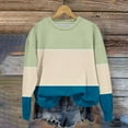 thumbnail image 2 of UAMVSH Women Casual Long Sleeve Sweatshirts Soft Crew Neck Color Block Pullover Tops Oversized Printed Basic Fall Outfits(Small,Green), 2 of 3