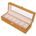 thumbnail image 3 of Caja de presentación de reloj de rejilla, caja de almacenamiento de reloj de madera de 6 rejillas Caja de presentación de reloj durabilidad extendida, 3 of 14
