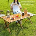 thumbnail image 4 of Folding Picnic Table, Wood Color Lightweight Folding Roll Up Table Multifunctional Safe  For Party, 4 of 8