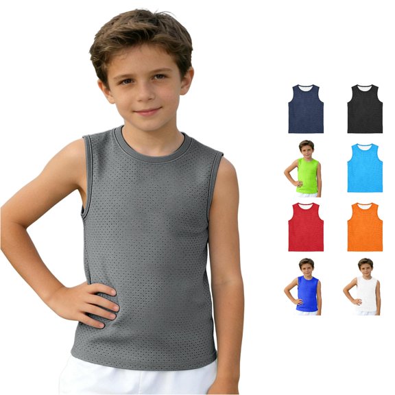 Zhanqunnn Boys Solid Color Sleeveless Tank Top Breathable Play Casual Kids, Size 6-7 Years
