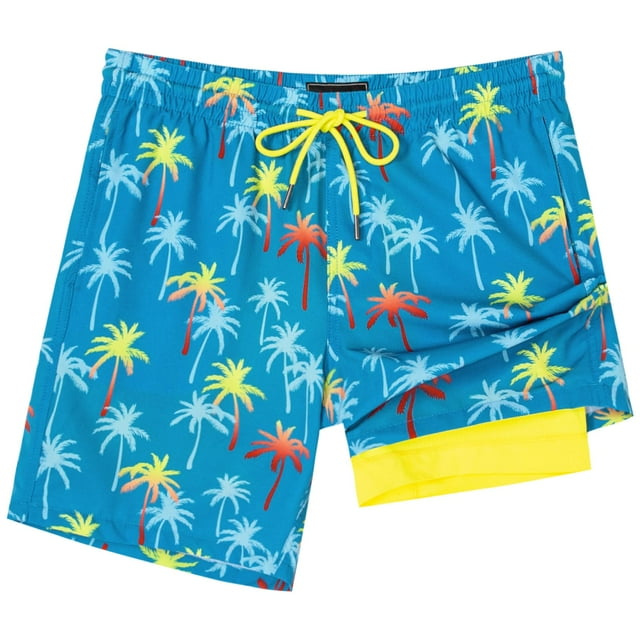 Shorts de Baño SURF CUZ 7" de Secado Rápido con Compresión Azul Verde