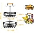 thumbnail image 6 of 2-Tier Fruit Basket Bowl Vegetable Storage with 2 Banana Tree Hanger and Wood Lift Handle, Kitchen Countertop Metal Wire Basket for Bread Onions Potatoes (Black, 2 Tier), 6 of 16