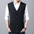 thumbnail image 5 of Dpytoraw Male Autumn And Winter Single Buckle Sweater Vest Vest V Neck Pure Color Wool Collarless Shirt Combined Body Type Non Hooded Vest Sweater Vest, 5 of 5