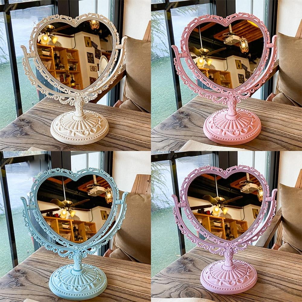 Desktop Pedestal Makeup Mirror, Antique Vintage European Style Princess