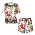 thumbnail image 5 of Wukai Christmas Gingerbread Cookies Women's Pajama Set,Short-Sleeve Top and Shorts with Elastic Waistband and Pockets for Loungewear, Yoga, and Casual Wear-, 5 of 8