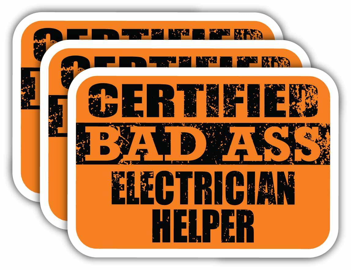 4x Electrical Safety Bad Ass Hard Hat Stickers Helmet Decals Labels Electrician 