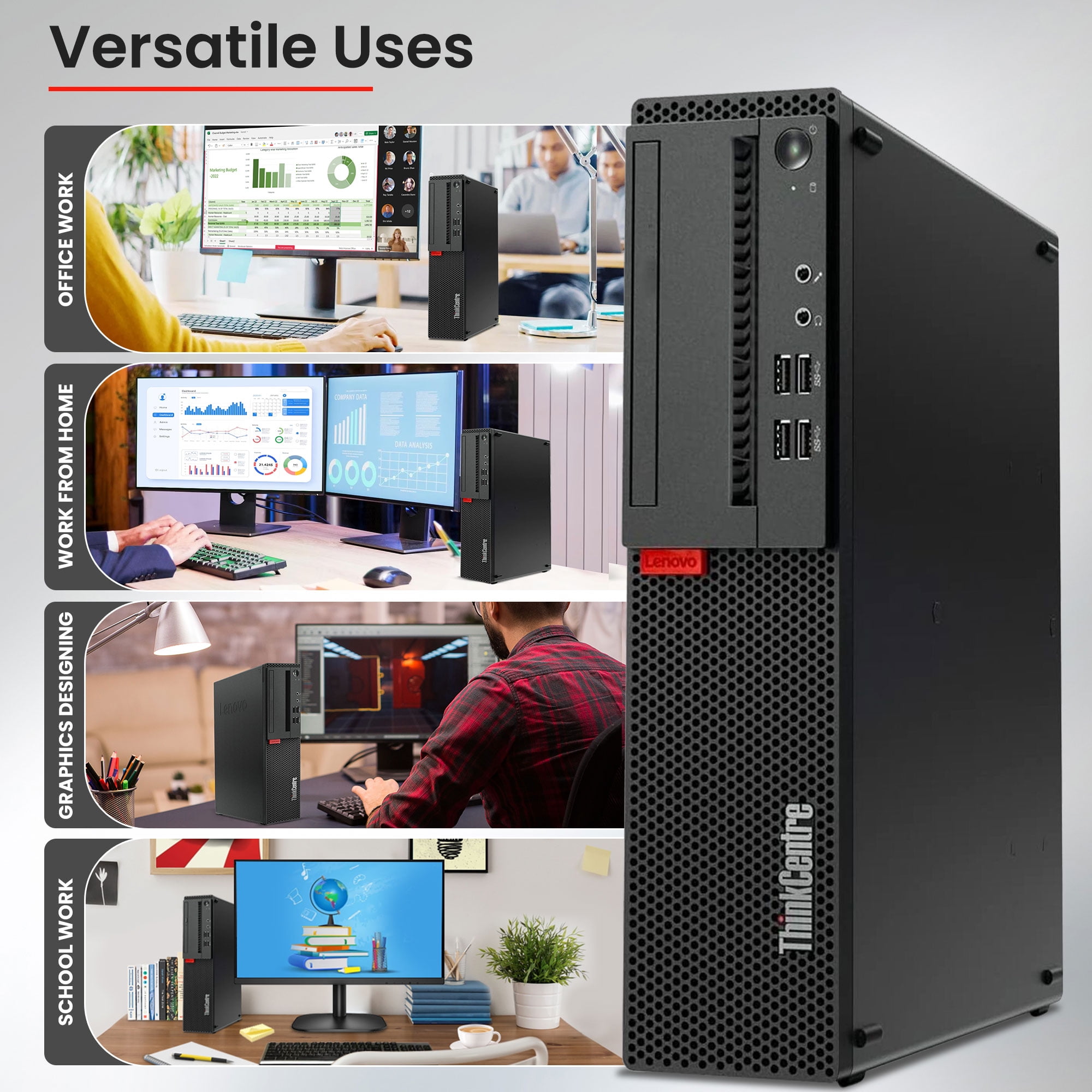 Restored Lenovo ThinkCentre Desktop PC Intel Core i5-6500, 32GB Ram, 2TB SSD 24" LED Monitor Screen, Built-in Wi-Fi, BTO Keyboard & Mouse, Windows 10 Professional (Refurbished)