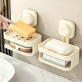 thumbnail image 4 of Fwttom Wall-Mounted Suction Cup Soap Dishs No-Drill Double-Layer Drains Rack, 4 of 6