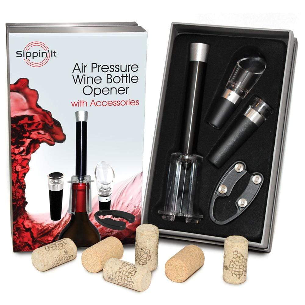 Corkscrew Wine Air Pressure Bottle Opener Set With Foil Cutter, Vacuum 毎週更新