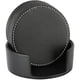 thumbnail image 1 of wonima44 Set of 6 Leather Drink Coasters Round Cup Mat Pad with Holder for Tabletop Protection, Home Décor, Kitchen and Housewarming Gift (Black, 4"), 1 of 1