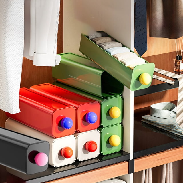 Fiudx Caja de Almacenamiento de Pared, Diseño Push-Pull Sin Costuras, Práctico Cajón de Escritorio, Organizador de Plástico Colorido, Multifunción, para Oficina y Dormitorio, Tamaño 22,5 X 7,5 X 7,5