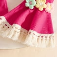 thumbnail image 5 of BRGZLK Toddler Baby Girls Outfit Summer 2026 Cute 3D Crochet Floral Waffle Tassel Tops and Flare Pants Trendy Comfortable Clothes Hot Pink 18-24M, 5 of 8