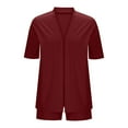 thumbnail image 7 of Busydd Two Piece Sets for Women Casual Comfy Solid Color Travel Outfits for Women Short Sleeve Cardigans and Shorts Womens Loungewear Set, 7 of 7
