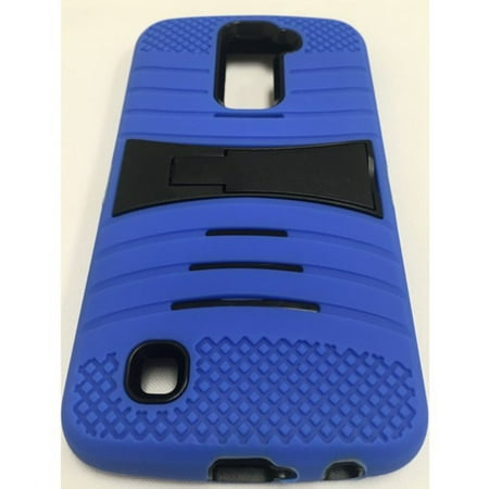 vAccessorize LG K7 Crosswise Stand Shockproof Silicone Phone Case Cover- Black Dark Blue