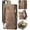 Brown, variant on Wallet Case for iPhone 16e, Zipper Purse Folio Leather Wallet with Card Holder Wrist Strap Detachable Magnetic Shockproof Protective Back Case for iPhone 16e 2025 6.1 inch