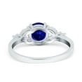 thumbnail image 3 of Art Deco Engagement Ring Round Simulated Blue Sapphire CZ 925 Sterling Silver Size 9, 3 of 4